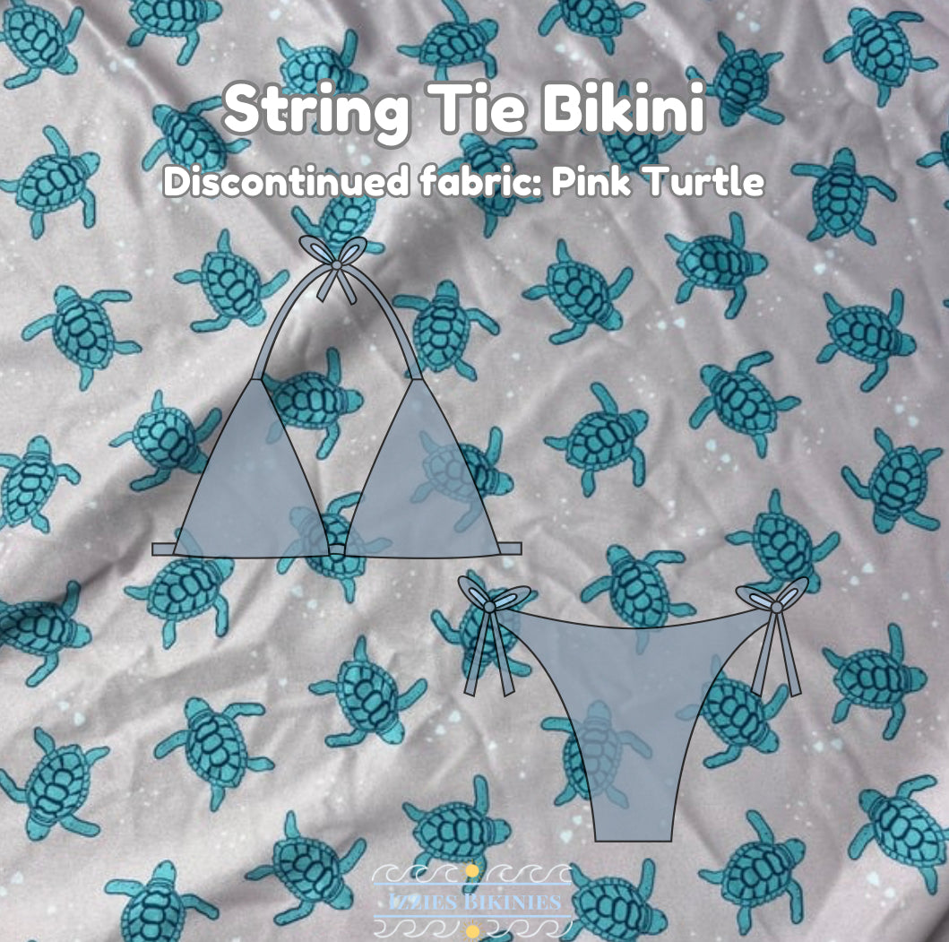Pink Sea-turtle String-tie Bikini (discontinued fabric)
