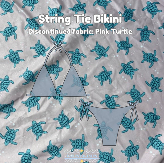 Pink Sea-turtle String-tie Bikini (discontinued fabric)