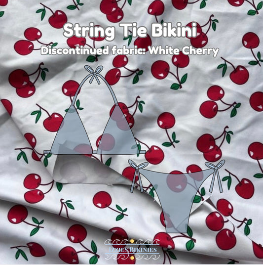 White Cherry String-tie Bikini (discontinued fabric)