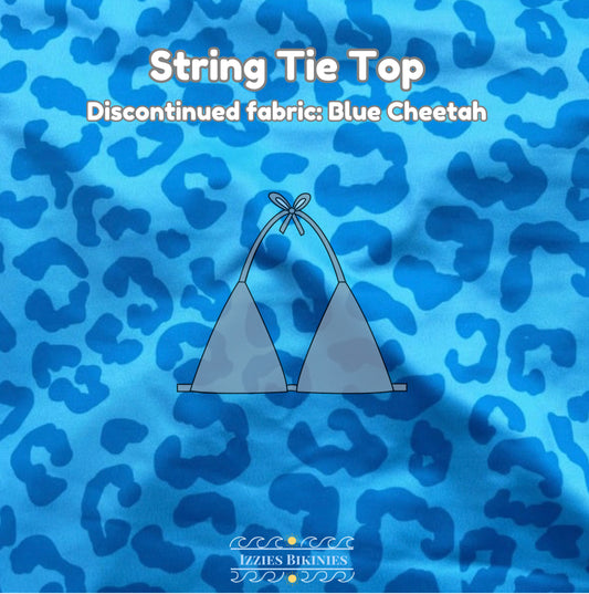 Blue Cheetah String-tie top or bottoms (discontinued fabric)