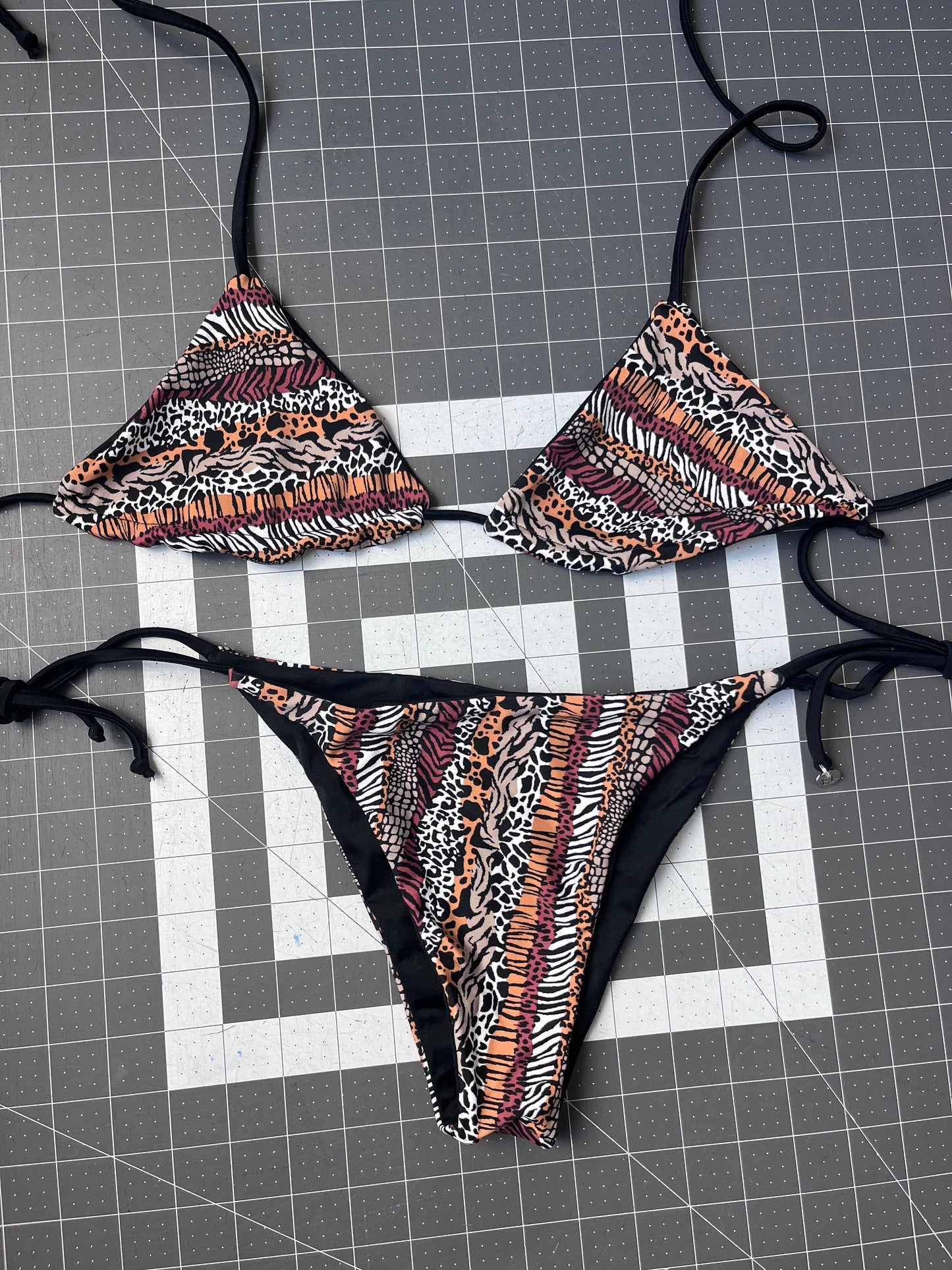 Party Animal with Black String-tie bikini (pre-made)