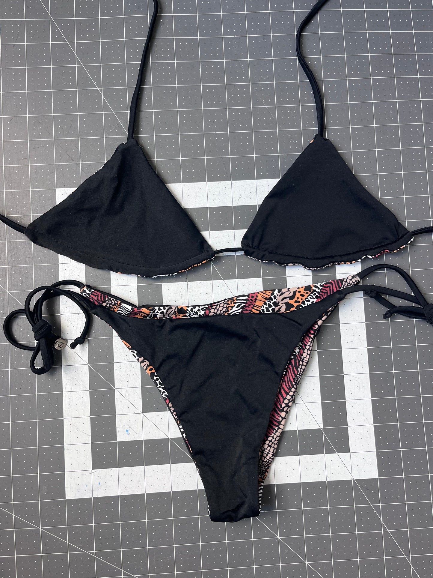 Party Animal with Black String-tie bikini (pre-made)