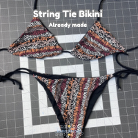 Party Animal with Black String-tie bikini (pre-made)