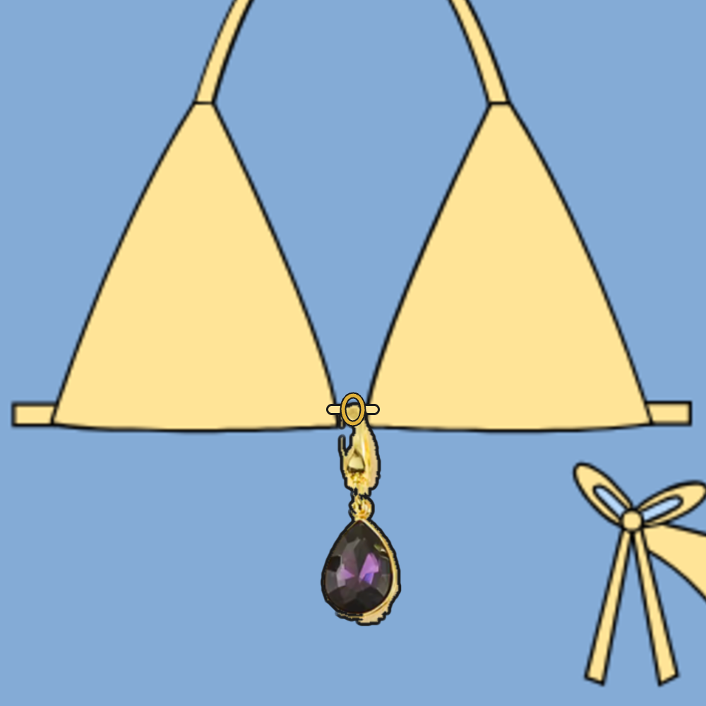 On bikini: Amethyst Gem