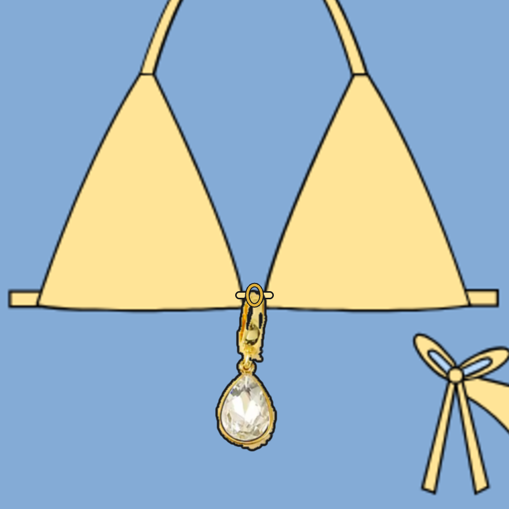 On bikini: Clear Crystal Gem