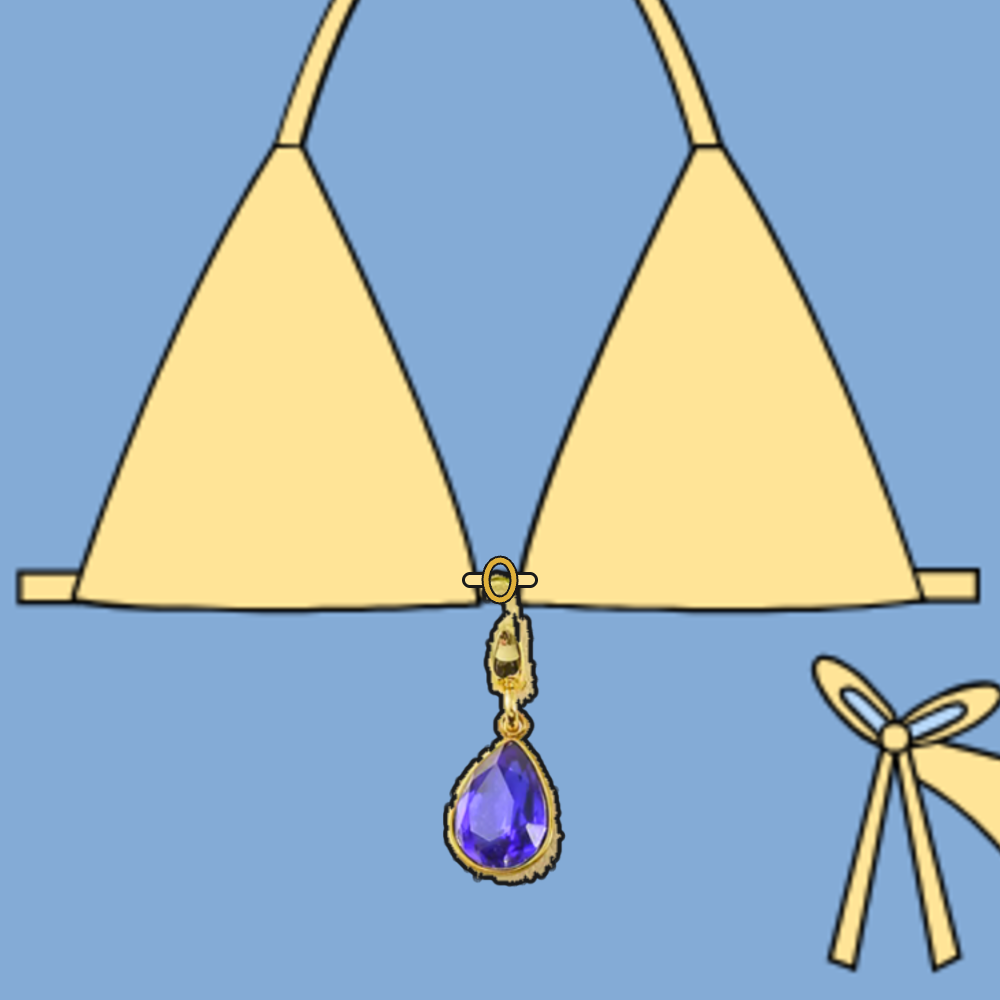 On bikini: Sapphire Gem